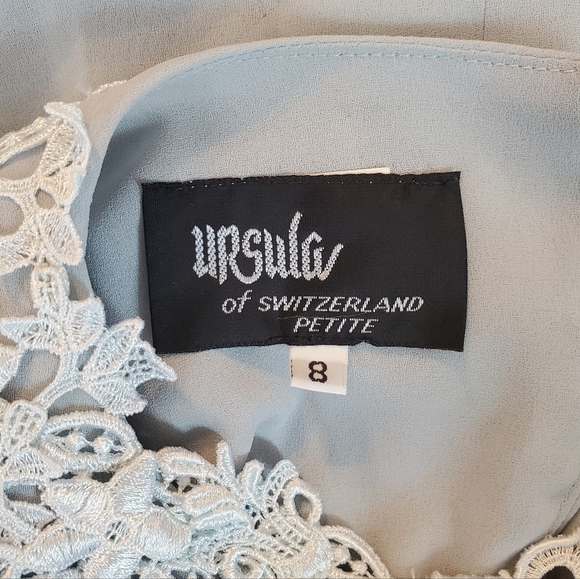 Ursula of Switzerland | 8P | blue chiffon long sleeve blouson gown | Vtg - Picture 13 of 14